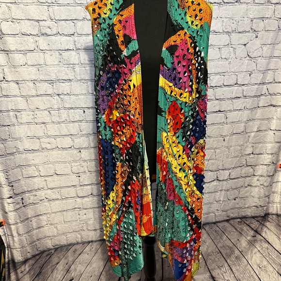 Adore Jackets & Blazers - Adore Vest/Duster Multi Colored XL with Cut Outs